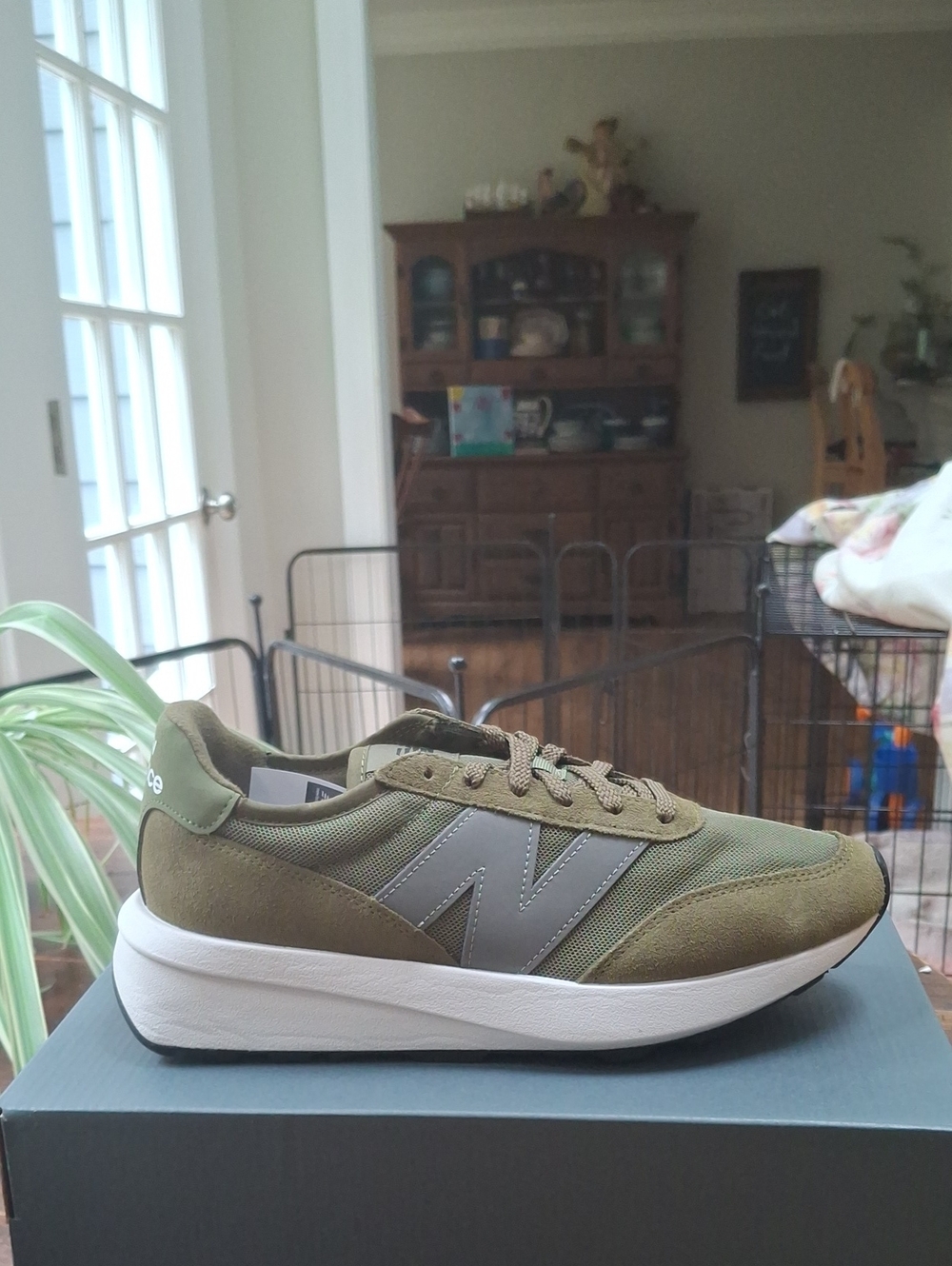 New Balance Olive Green and Gray Casual Sneaker